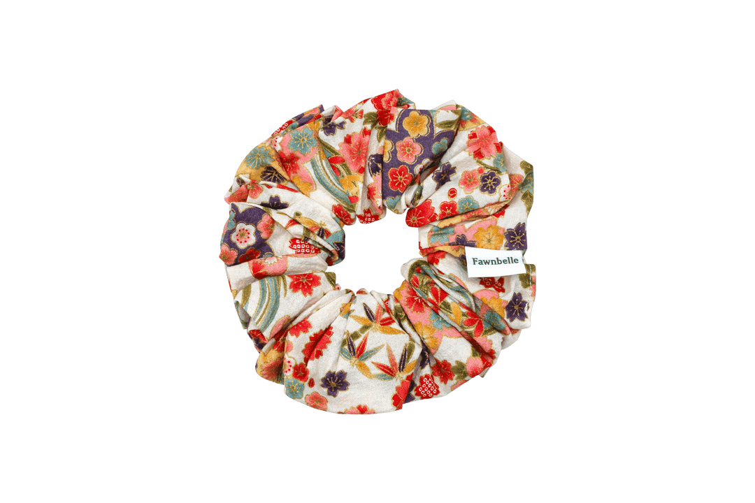 Colorful floral scrunchie Japanese sakura cotton