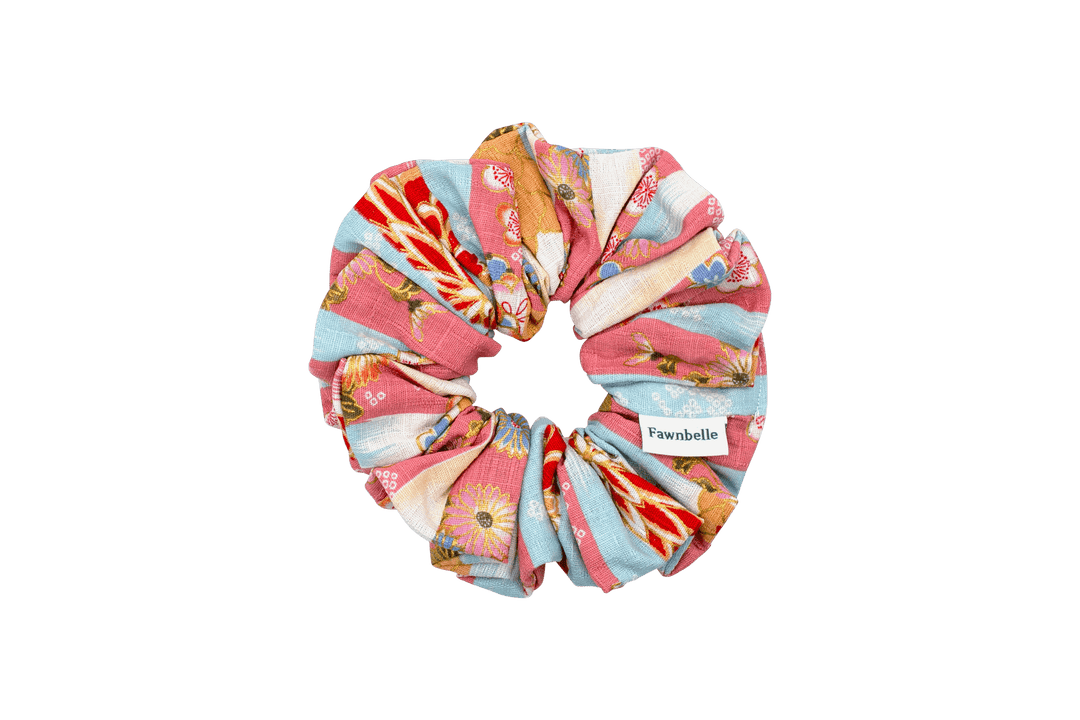 Multicolored scrunchie Japanese sakura spring cotton