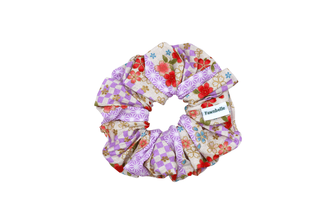 Floral patterned scrunchie Japanese florals cotton