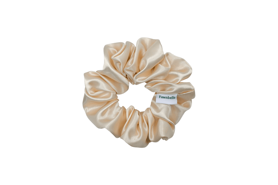 Beige scrunchie satin 