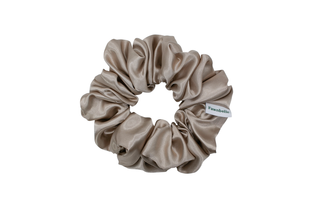 Beige scrunchie satin