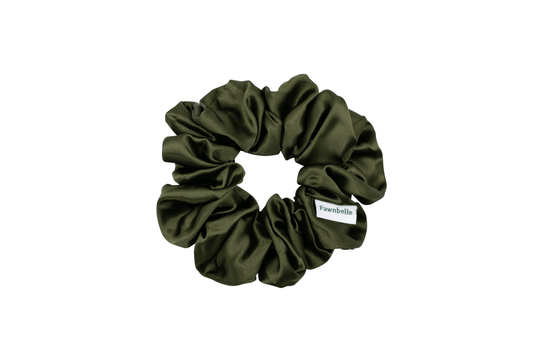 Green scrunchie satin